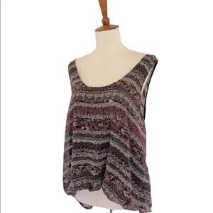 Astr Sleeveless Crop Top Multicolor Boho Print Women's Large Summer Loose Fit